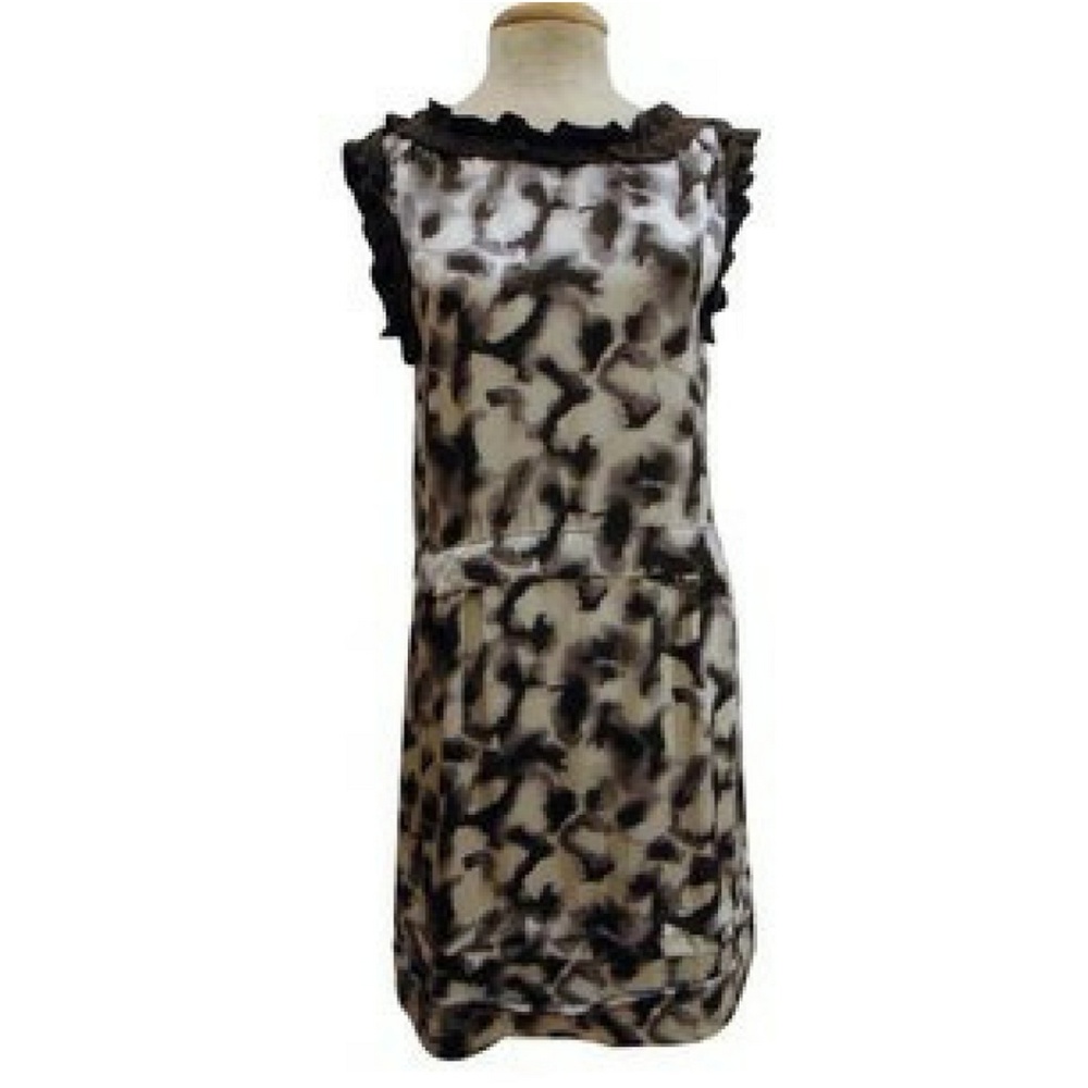 Bensoni silk ruffle water color print dress Sz 2